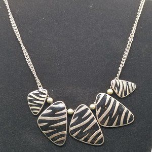 Metal Necklace Tribal Vibe Zebra Print Exotic Animal